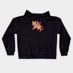 Orange tabby cat with fairy wings Kids Hoodie